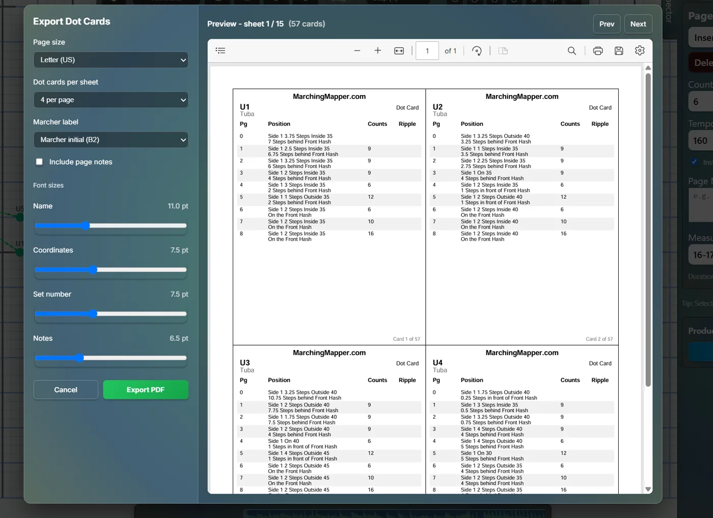 Drill sheet export with collision-free labels